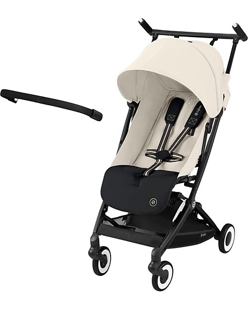 Cybex Passeggino Libelle - Canvas White - Dettaglio Telaio Black- Nuovo Modello + Barra Passeggini Leggeri
