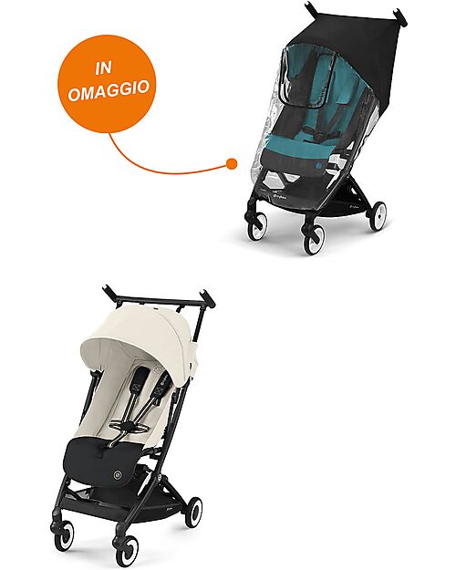 Cybex Passeggino Libelle - Canvas White - Dettaglio Telaio Black- Nuovo Modello + Parapioggia in Omaggio Passeggini Leggeri