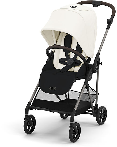 Cybex Passeggino Melio - Canvas White - Telaio Taupe - dalla Nascita ai 15 kg Passeggini Leggeri