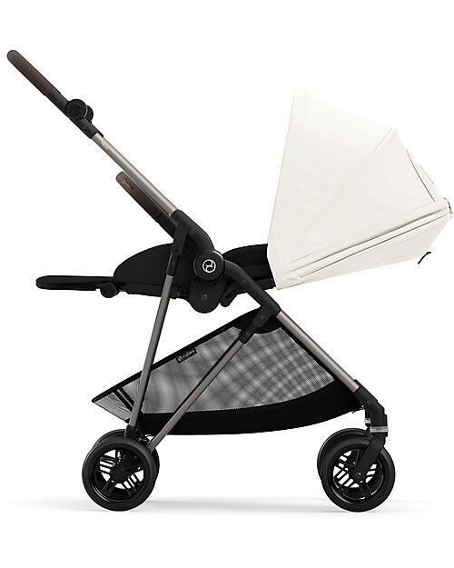 Cybex Passeggino Melio - Canvas White - Telaio Taupe - dalla Nascita ai 15 kg Passeggini Leggeri
