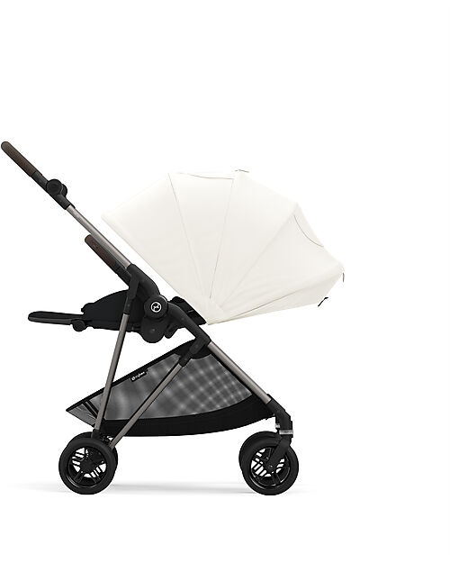 Cybex Passeggino Melio - Canvas White - Telaio Taupe - dalla Nascita ai 15 kg Passeggini Leggeri