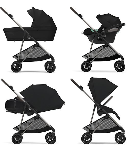 Cybex Passeggino Melio - Moon Black - Versatile e Super Leggero - dalla Nascita ai 15kg Passeggini Leggeri