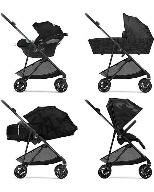 Cybex Passeggino Melio Street - Real Black - Design Street Art - dalla Nascita ai 15kg Passeggini Leggeri