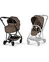Cybex Passeggino Mios Duo Comfort - Telaio Matt Black + Seduta e Navicella Richiudibile Coconut Brown Pedane