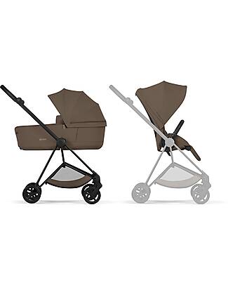 Cybex Passeggino Mios Duo Comfort - Telaio Matt Black + Seduta e Navicella Richiudibile Coconut Brown Pedane