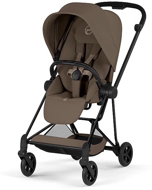 Cybex Passeggino Mios Duo Comfort - Telaio Matt Black + Seduta e Navicella Richiudibile Coconut Brown Pedane