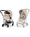 Cybex Passeggino Mios Duo Comfort - Telaio Matt Black + Seduta e Navicella Richiudibile Cozy Beige Pedane
