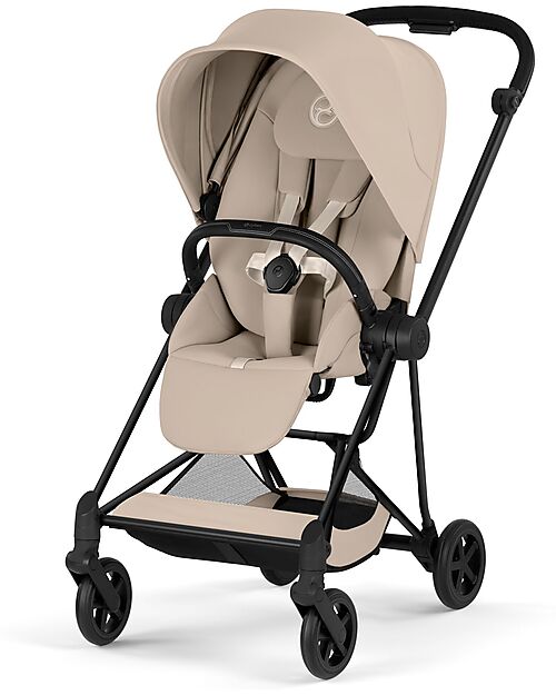 Cybex Passeggino Mios Duo Comfort - Telaio Matt Black + Seduta e Navicella Richiudibile Cozy Beige Pedane