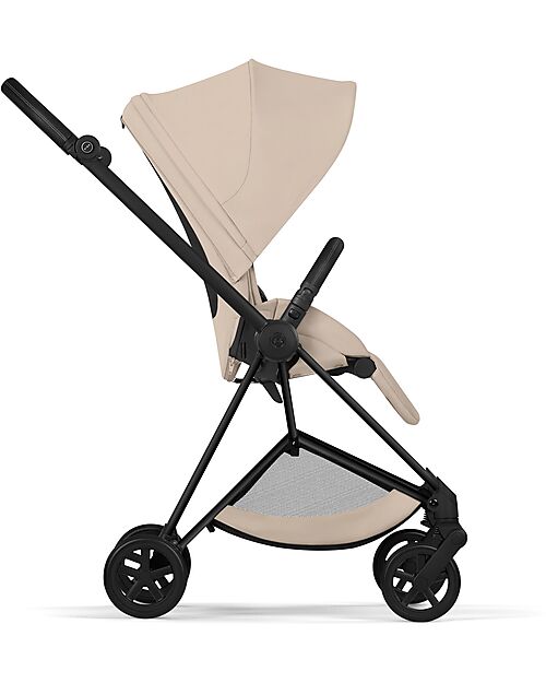 Cybex Passeggino Mios Duo Comfort - Telaio Matt Black + Seduta e Navicella Richiudibile Cozy Beige Pedane