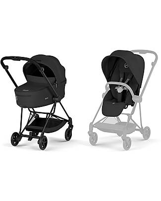Cybex Passeggino Mios Duo Comfort - Telaio Matt Black + Seduta e Navicella Richiudibile Sepia Black Pedane