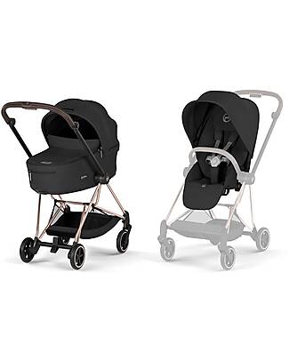 Cybex Passeggino Mios Duo Comfort - Telaio Rosegold + Seduta e Navicella Richiudibile Sepia Black Pedane