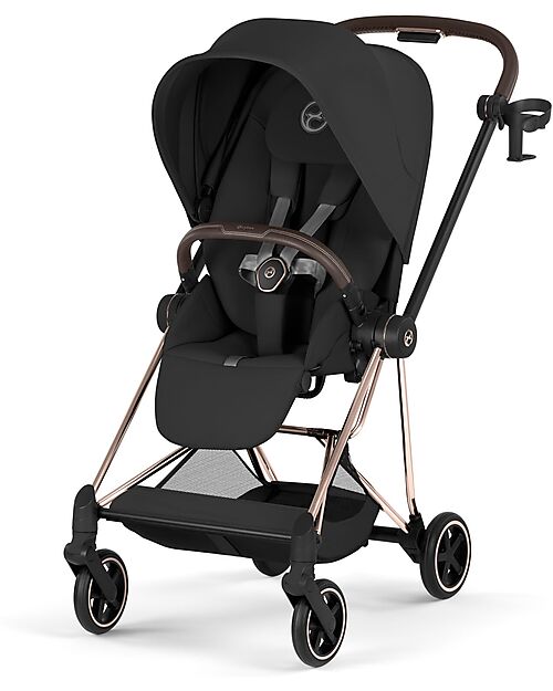 Cybex Passeggino Mios Duo Comfort - Telaio Rosegold + Seduta e Navicella Richiudibile Sepia Black Pedane