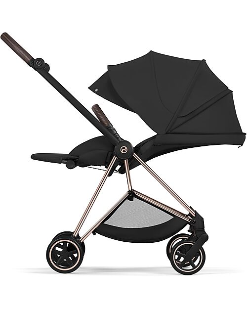 Cybex Passeggino Mios Duo Comfort - Telaio Rosegold + Seduta e Navicella Richiudibile Sepia Black Pedane