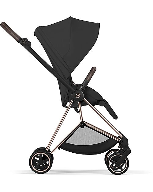 Cybex Passeggino Mios Duo Comfort - Telaio Rosegold + Seduta e Navicella Richiudibile Sepia Black Pedane