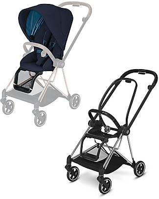 Cybex Passeggino Mios - Telaio Chrome Black e Seat Pack Nautical Blue Passeggini Classici