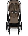 Cybex Passeggino Priam Duo Comfort - Telaio Matt Black + Seduta e Navicella Richiudibile Coconut Brown Pedane