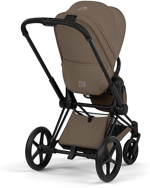 Cybex Passeggino Priam Duo Comfort - Telaio Matt Black + Seduta e Navicella Richiudibile Coconut Brown Pedane