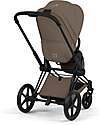 Cybex Passeggino Priam Duo Comfort - Telaio Matt Black + Seduta e Navicella Richiudibile Coconut Brown Pedane