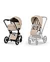 Cybex Passeggino Priam Duo Comfort - Telaio Matt Black + Seduta e Navicella Richiudibile Cozy Beige Pedane