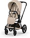 Cybex Passeggino Priam Duo Comfort - Telaio Matt Black + Seduta e Navicella Richiudibile Cozy Beige Pedane