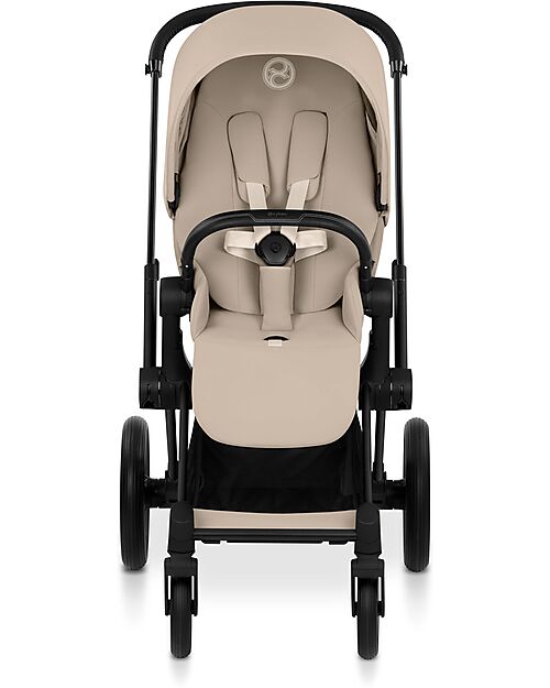 Cybex Passeggino Priam Duo Comfort - Telaio Matt Black + Seduta e Navicella Richiudibile Cozy Beige Pedane