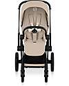 Cybex Passeggino Priam Duo Comfort - Telaio Matt Black + Seduta e Navicella Richiudibile Cozy Beige Pedane
