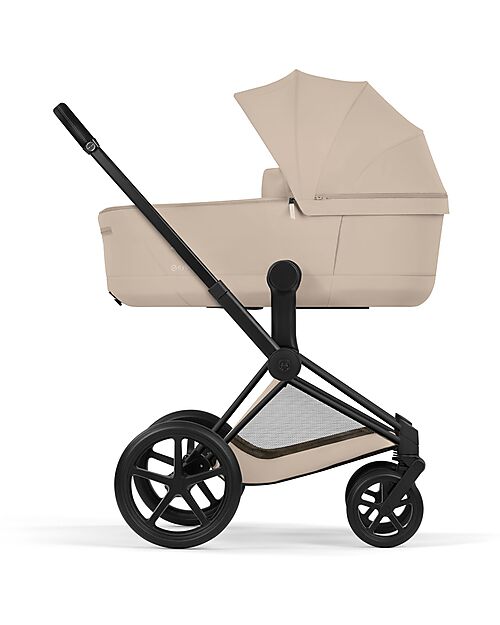 Cybex Passeggino Priam Duo Comfort - Telaio Matt Black + Seduta e Navicella Richiudibile Cozy Beige Pedane