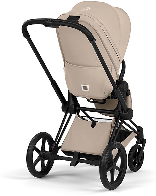 Cybex Passeggino Priam Duo Comfort - Telaio Matt Black + Seduta e Navicella Richiudibile Cozy Beige Pedane