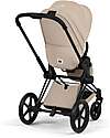 Cybex Passeggino Priam Duo Comfort - Telaio Matt Black + Seduta e Navicella Richiudibile Cozy Beige Pedane