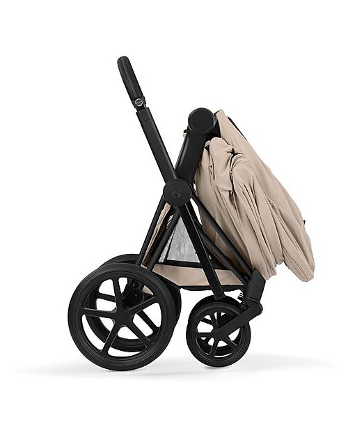 Cybex Passeggino Priam Duo Comfort - Telaio Matt Black + Seduta e Navicella Richiudibile Cozy Beige Pedane