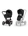 Cybex Passeggino Priam Duo Comfort - Telaio Rosegold + Seduta e Navicella Richiudibile Sepia Black Pedane