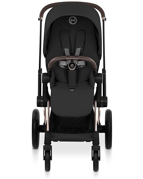 Cybex Passeggino Priam Duo Comfort - Telaio Rosegold + Seduta e Navicella Richiudibile Sepia Black Pedane