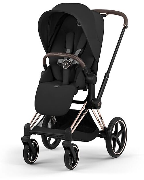 Cybex Passeggino Priam Duo Comfort - Telaio Rosegold + Seduta e Navicella Richiudibile Sepia Black Pedane