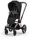 Cybex Passeggino Priam Duo Comfort - Telaio Rosegold + Seduta e Navicella Richiudibile Sepia Black Pedane