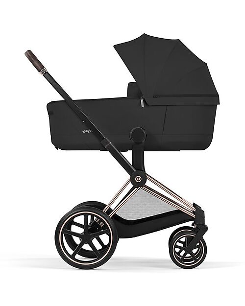 Cybex Passeggino Priam Duo Comfort - Telaio Rosegold + Seduta e Navicella Richiudibile Sepia Black Pedane