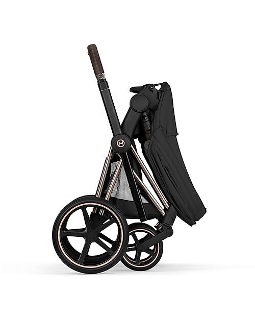 Cybex Passeggino Priam Duo Comfort - Telaio Rosegold + Seduta e Navicella Richiudibile Sepia Black Pedane