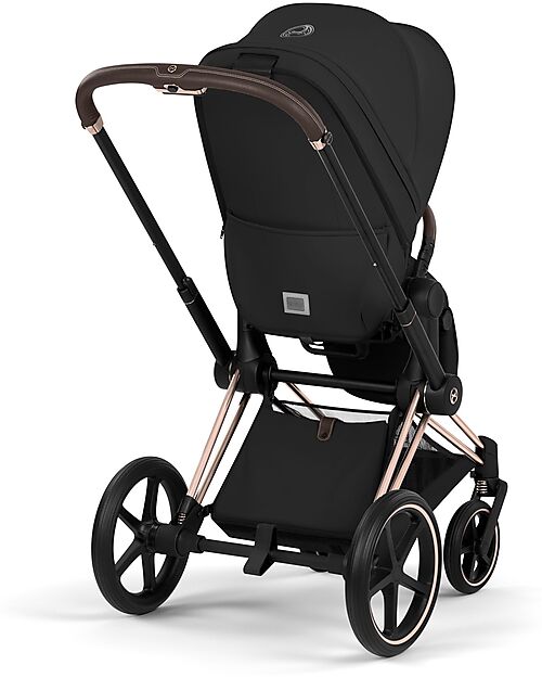 Cybex Passeggino Priam Duo Comfort - Telaio Rosegold + Seduta e Navicella Richiudibile Sepia Black Pedane