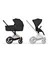 Cybex Passeggino Priam Duo Comfort - Telaio Rosegold + Seduta e Navicella Richiudibile Sepia Black Pedane