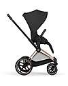 Cybex Passeggino Priam Duo Comfort - Telaio Rosegold + Seduta e Navicella Richiudibile Sepia Black Pedane