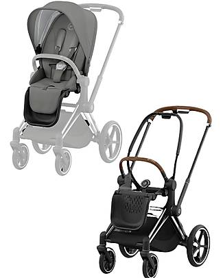 Cybex Passeggino Priam4 Platinum - Telaio Marrone e Seduta - Grigio Passeggini Classici