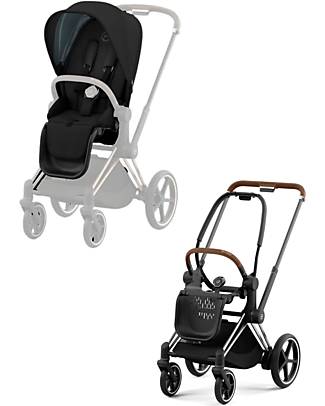 Cybex Passeggino Priam4 - Telaio Chrome Brown e Seat Pack Deep Black Passeggini Classici
