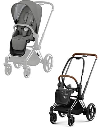 Cybex Passeggino Priam4 - Telaio Chrome Brown e Seat Pack Soho Grey Passeggini Classici