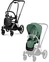 Cybex Passeggino Priam4 - Telaio Passeggino Chrome Black con Seat Pack Leaf Green Passeggini Classici