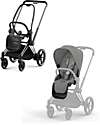 Cybex Passeggino Priam4 - Telaio Passeggino Chrome Black con Seat Pack Mirage Grey Passeggini Classici