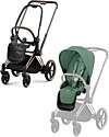 Cybex Passeggino Priam4 - Telaio Passeggino Rosegold con Seat Pack Leaf Green Passeggini Classici