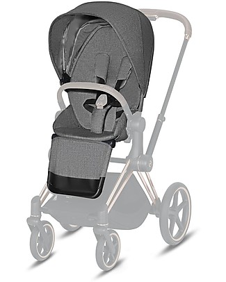 Cybex Seat Pack Plus per Passeggino Priam4 o e-Priam - Manhattan Grey - con Cappottina Passeggini Classici