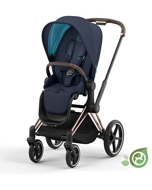 Cybex Seduta  per Passeggino Priam o e-Priam- Dark Navy Blue - Include Cappottina - Collezione Conscious Tessuto Realizzato con 31 Bottoglie di Plastica Riciclate Passeggini Classici