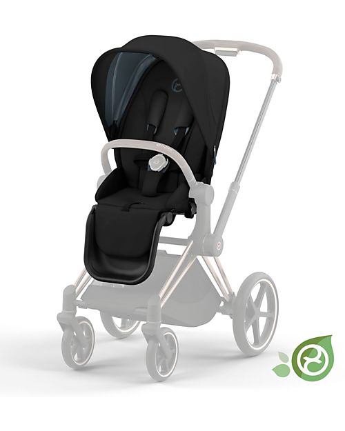 Cybex Seduta  per Passeggino Priam o e-Priam - Onyx Black  - Include Cappottina - Collezione Conscious Tessuto Realizzato con 31 Bottoglie di Plastica Riciclate Passeggini Classici