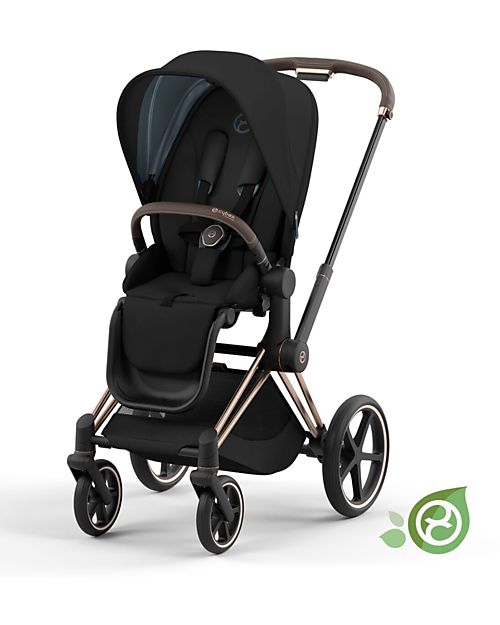 Cybex Seduta  per Passeggino Priam o e-Priam - Onyx Black  - Include Cappottina - Collezione Conscious Tessuto Realizzato con 31 Bottoglie di Plastica Riciclate Passeggini Classici