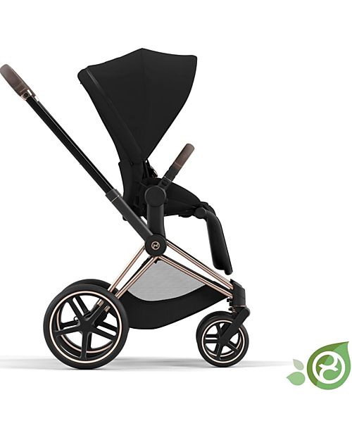 Cybex Seduta  per Passeggino Priam o e-Priam - Onyx Black  - Include Cappottina - Collezione Conscious Tessuto Realizzato con 31 Bottoglie di Plastica Riciclate Passeggini Classici